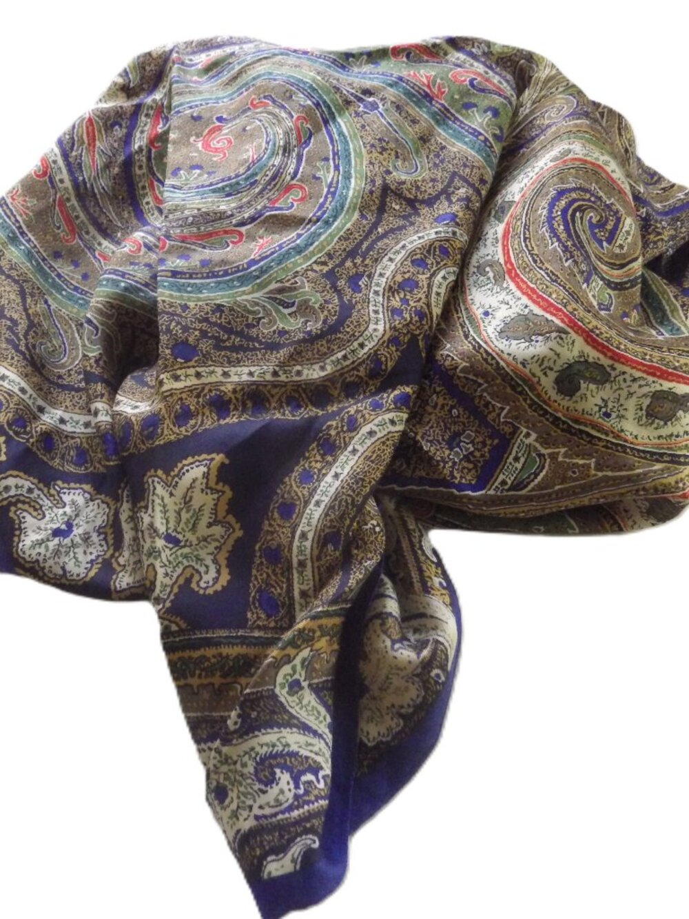 Vintage Perry Ellis Paisley Silk Scarf/ 34" X 34